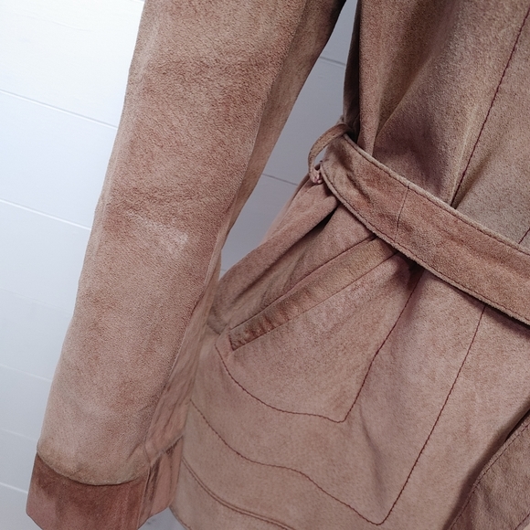 Vintage Lanvin suede leather belted jacket size M - Picture 5 of 16